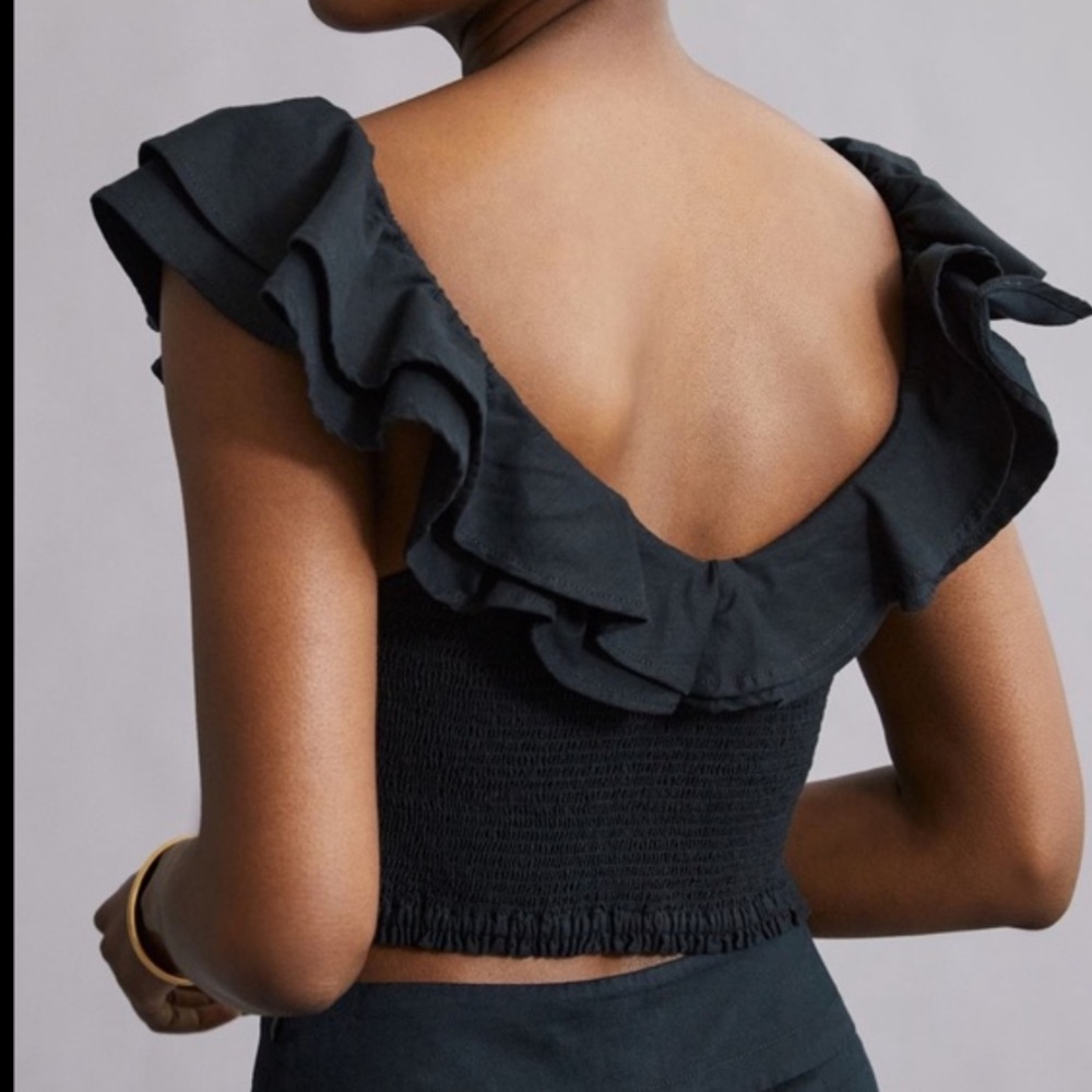 Anthropologie Black Ruffle Top - Picture 2 of 4